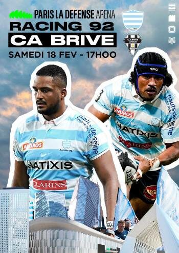 affiche racing 92 ca brive 18 février 2023