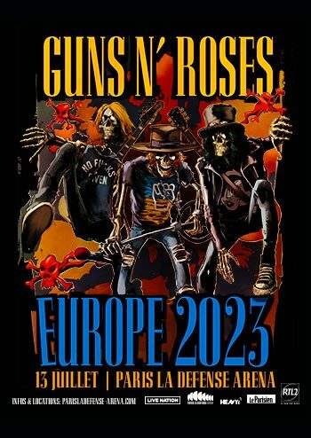 affiche du concert des guns n roses à paris la défense arena