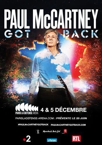 Affiche du concert de Paul McCartney les 4 et 5 décembre 2024 à Paris La Défense Arena