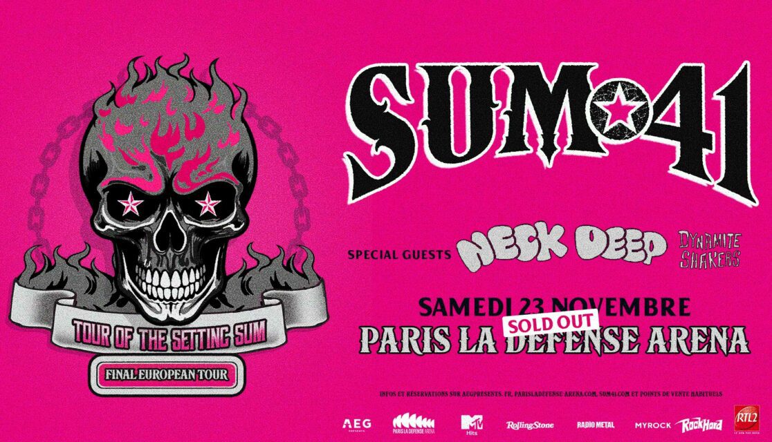 Affiche du concert de SUM 41 le 23 novembre 2024 à Paris La Défense Arena