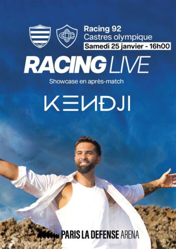 Affiche du Racing Live avec Kendji le 25 janvier 2025 contre Castres à Paris La Défense Arena