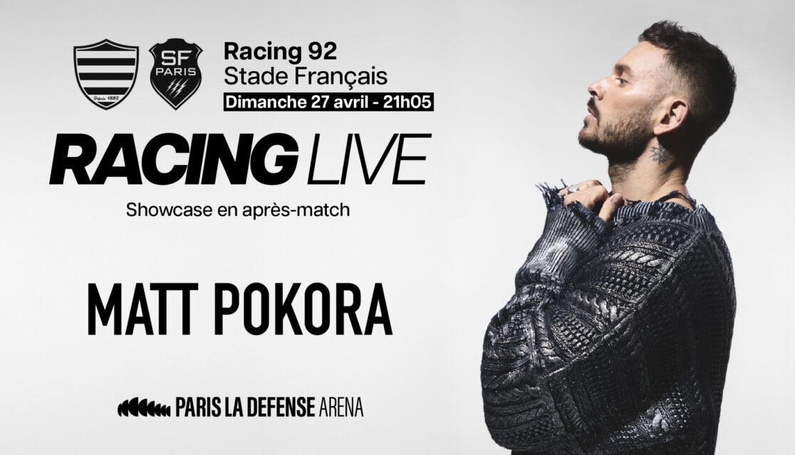 Affiche Matt pokora à paris la défense arena à l'occasion du match racing 92 stade français