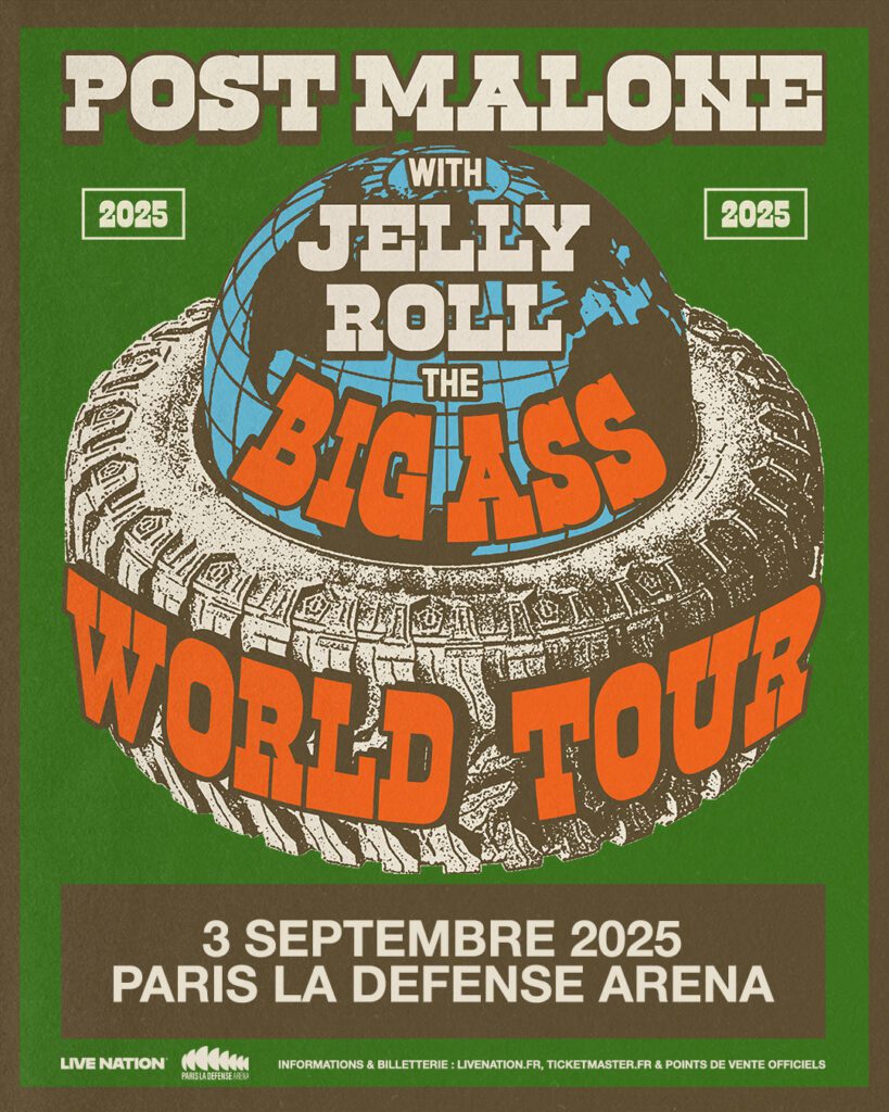 Affiche du concert de Post Malone le 3 septembre 2025 à Paris La Défense Arena