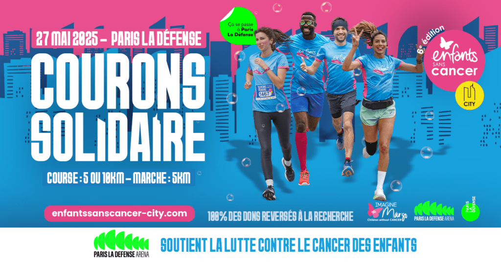 Imagine for margo course solidaire affiche coureur enfants sans cancer city