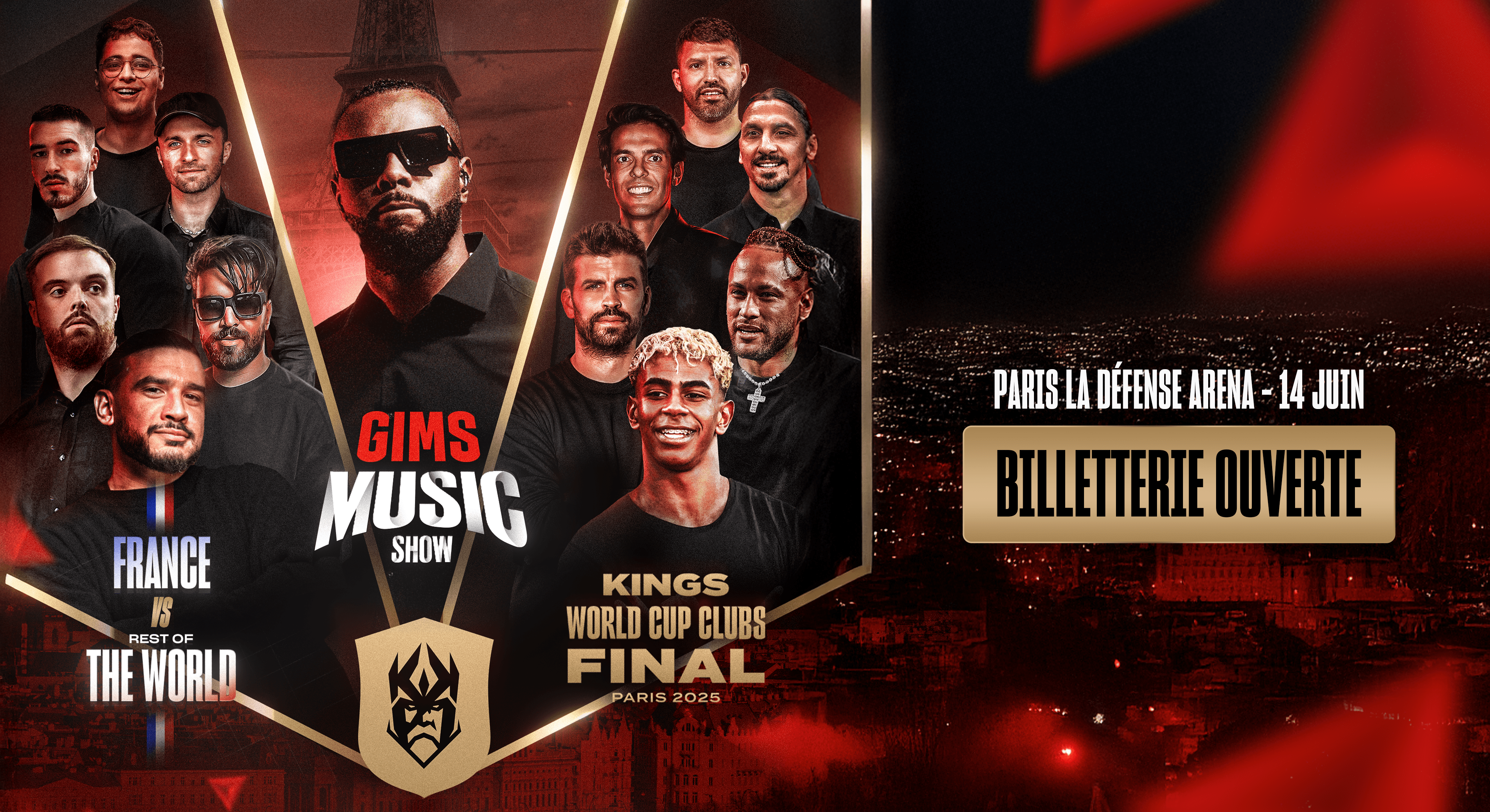 Affiche horizontale avec les informations pour la Kings World Cup Clubs Final Paris 2025 Paris La Défense Arena