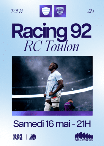 Affiche du match Racing 92 vs RC Toulon le samedi 16 mai à 21h