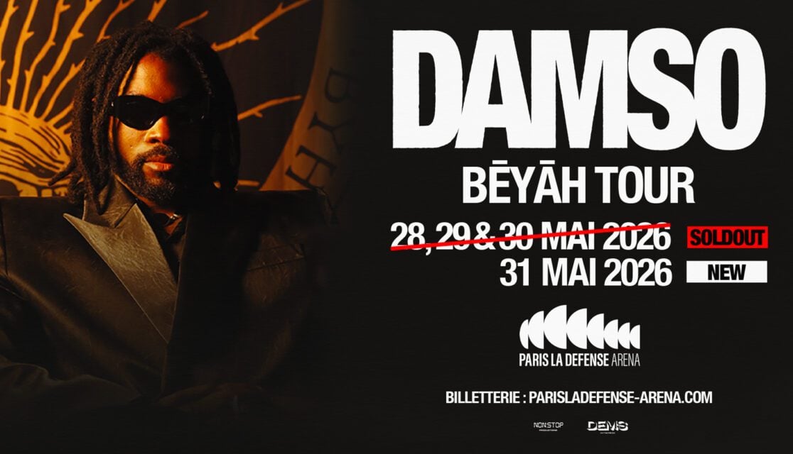 Affiche Damso mai 2026 à Paris La Défense Arena